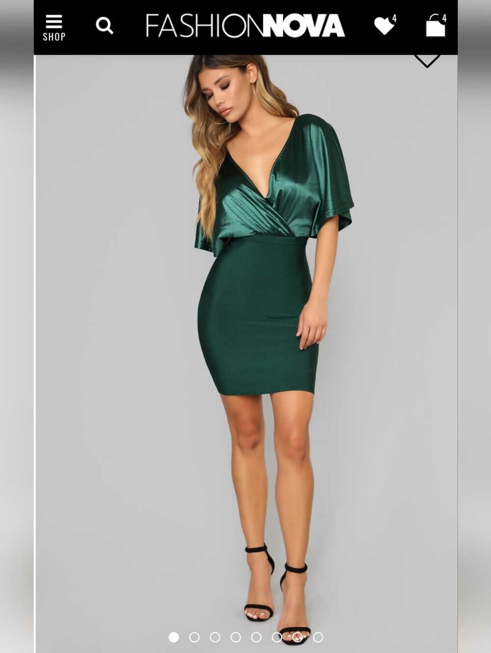 Fashion Nova Emerald Green Satin Wrap Mini Dress